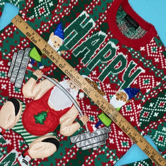 BLIZZARD BAY 3D ugly Christmas sweater Santa bodybuilder long sleeve size M - Picture 7 of 9